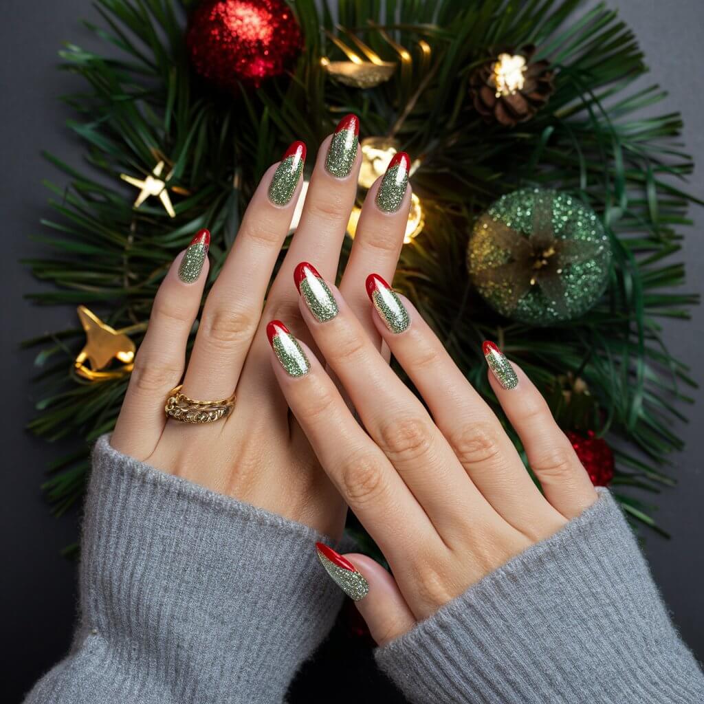 Festive Glitter French Tips