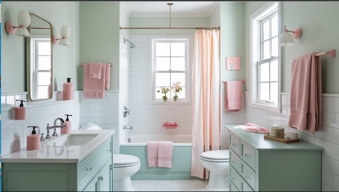 Light Green + White + Pink Accents