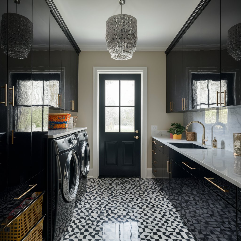 Glossy Black Cabinets