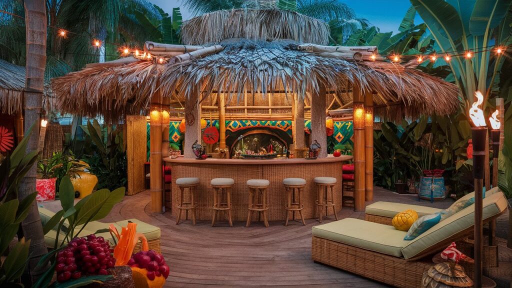 Tiki-Themed Backyard Bar