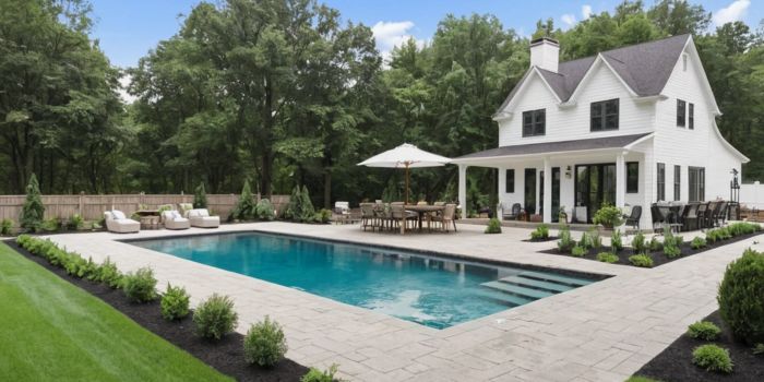 15 Farmhouse Backyard with Pool Ideas for Privacy and Relaxation