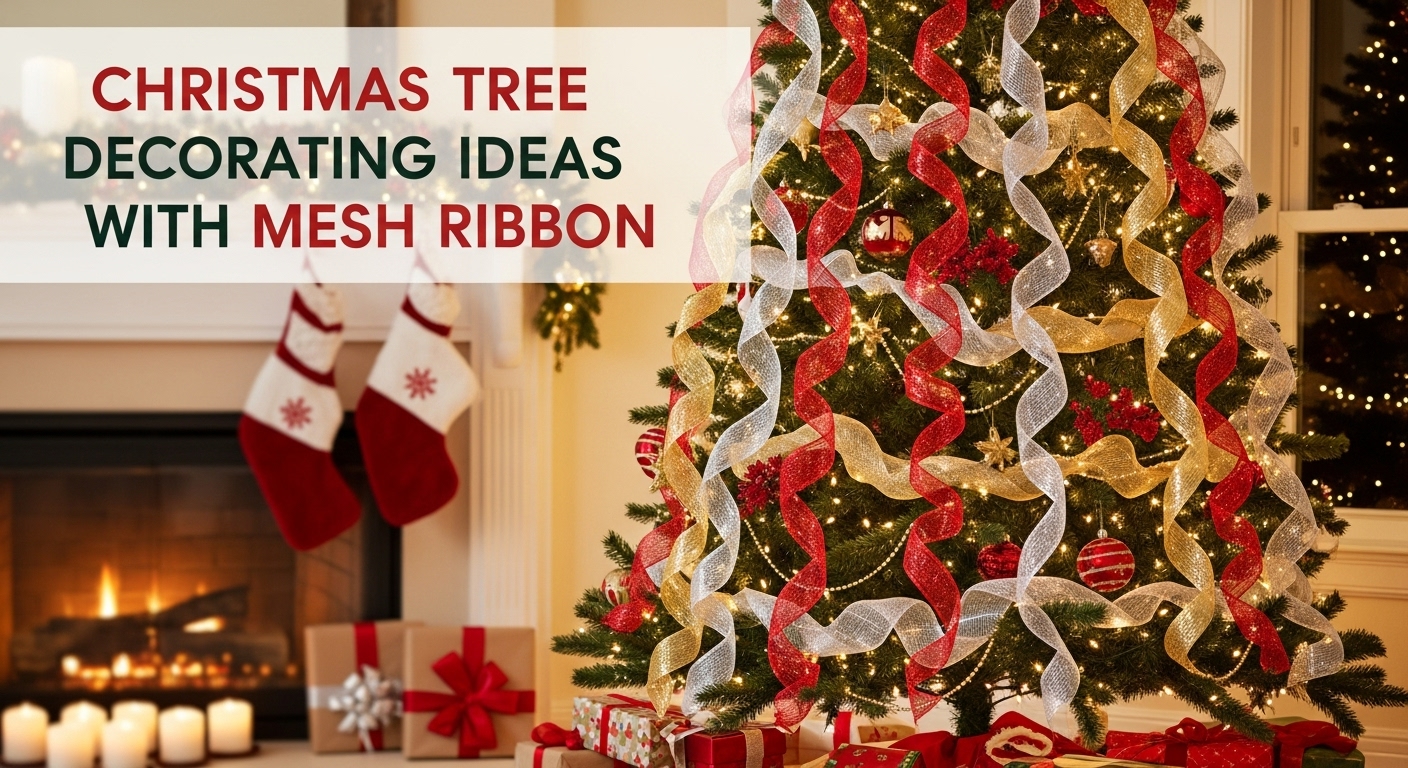 12 Christmas Tree Decorating Ideas with Mesh Ribbon
