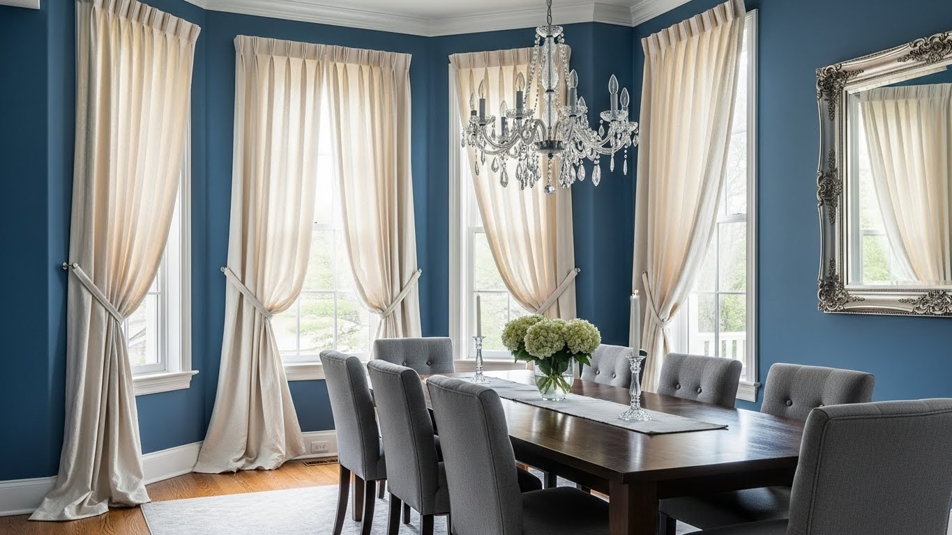 What Color Curtains for Blue Dining Room Walls