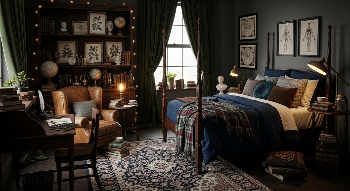 14 Cozy Dark Academia Bedroom Decor Ideas for a Scholarly Sanctuary