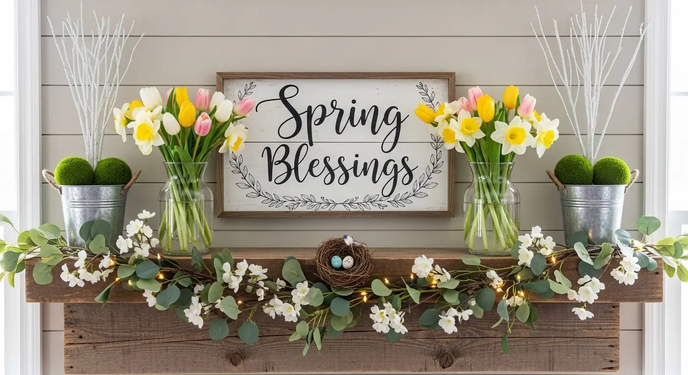 12 Farmhouse Spring Mantle Decor DIY Ideas