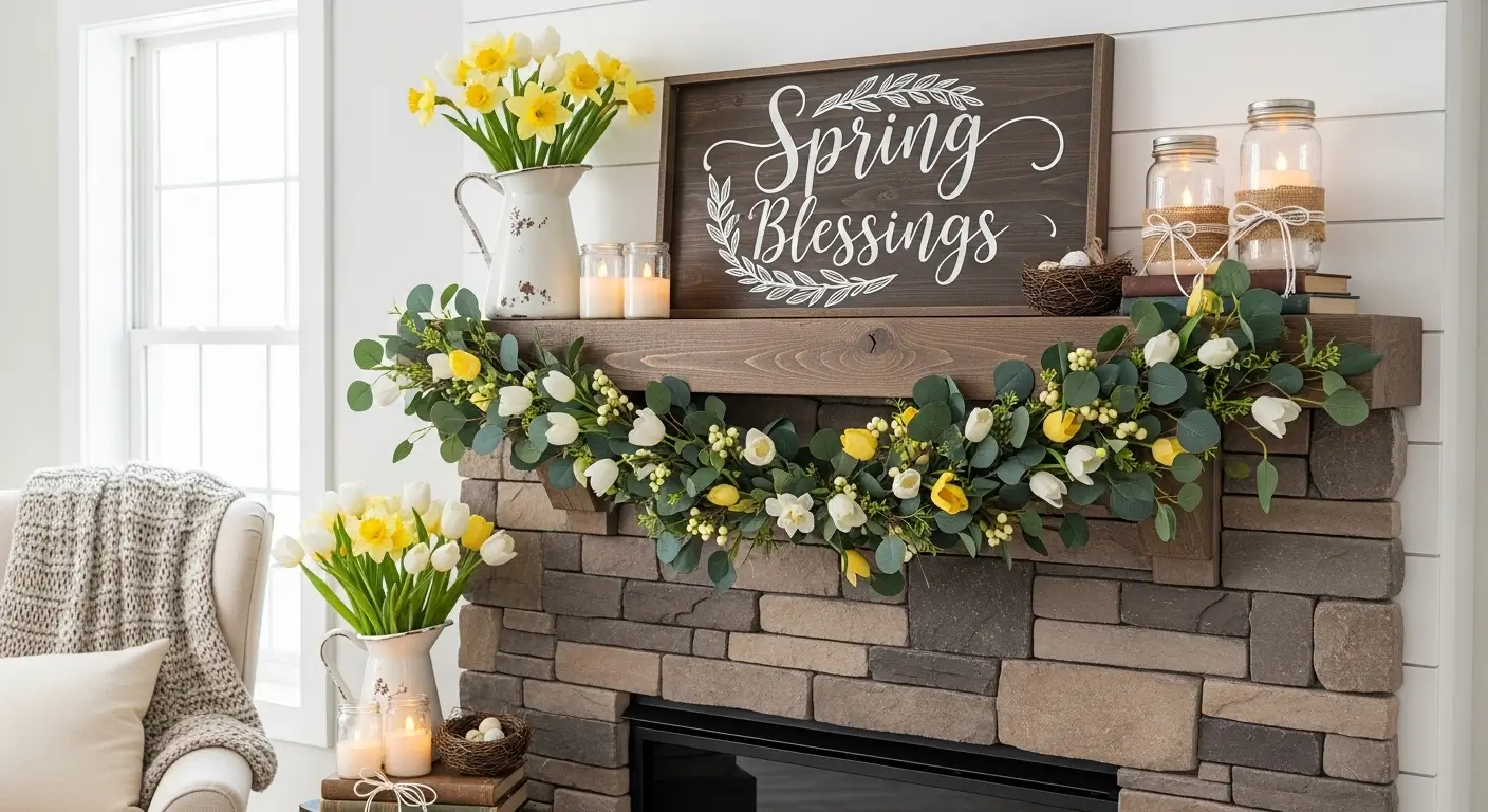 12 Farmhouse Spring Mantle Decor DIYs to Refresh Your Home