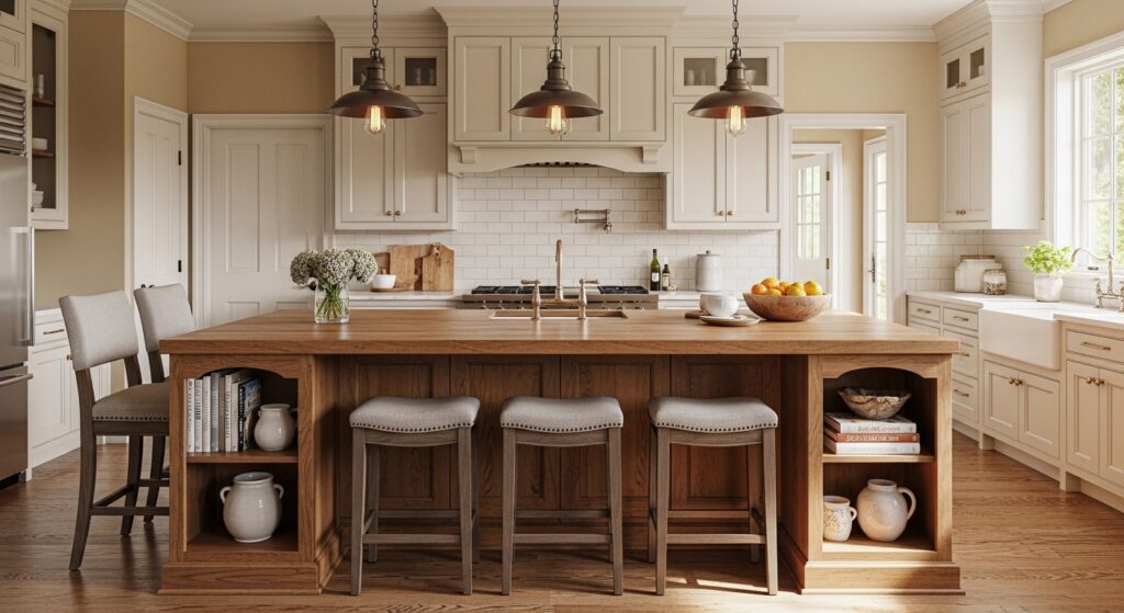 12 Warm Wood Kitchen Island Ideas with Seating