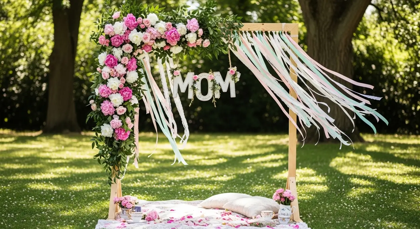 Motherโs Day Outdoor Photo Backdrop DIY Ideas