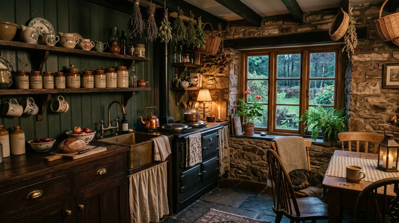 Dark Cottagecore Kitchen